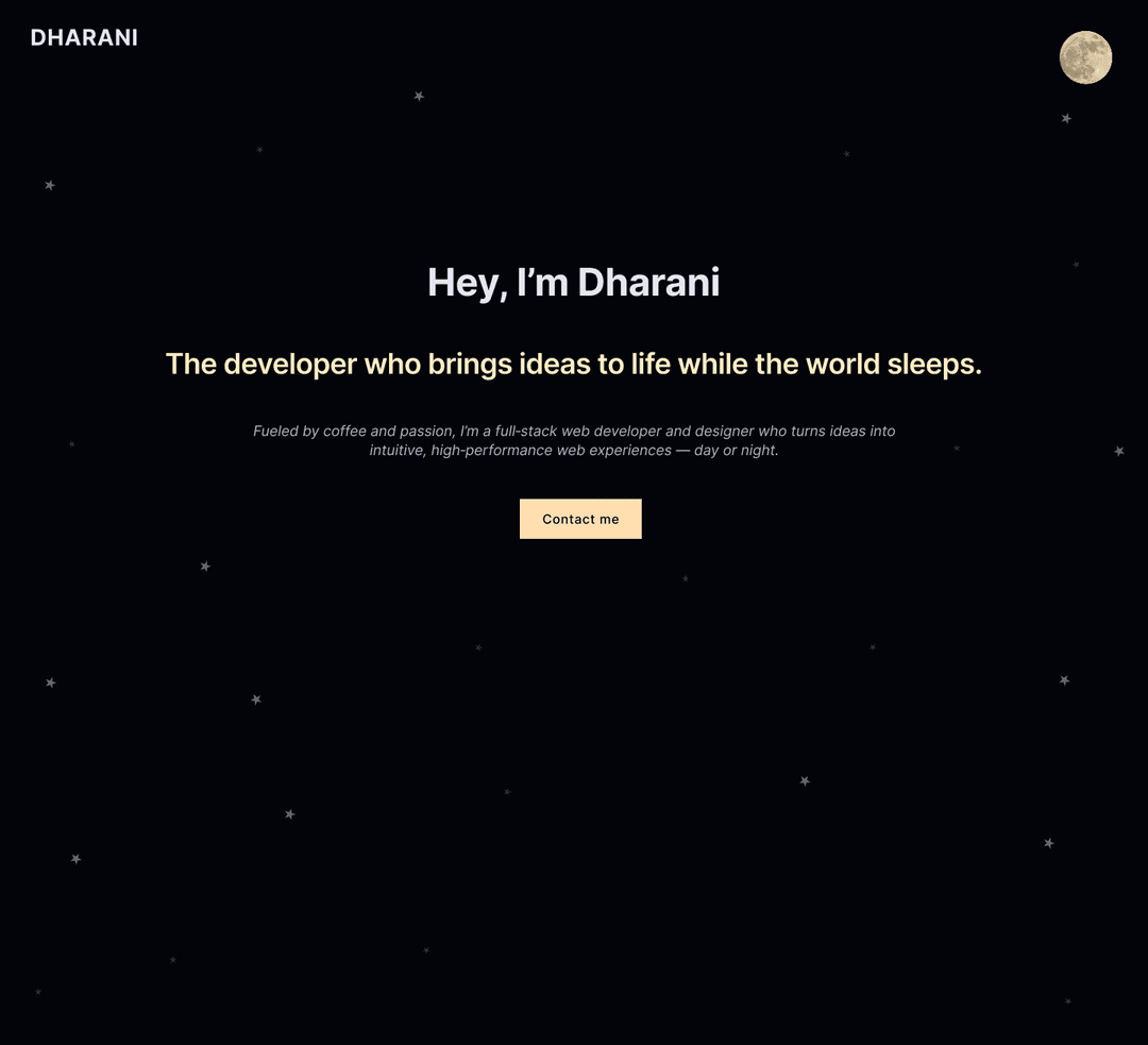 Screenshot of my personal portfolio website